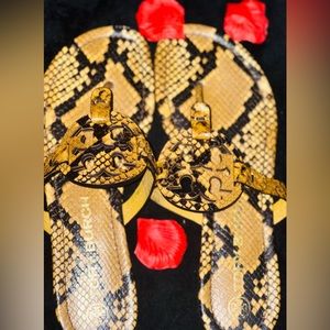 Tory Burch Snake Print Slippers